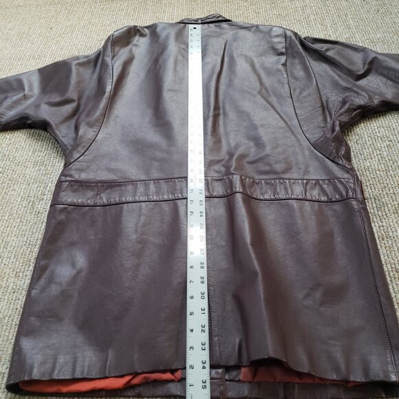 Vintage 80s Leather Coat Berman's Women's 14 Maroon Oxblood - Picture 9 of 11